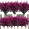 5PCS UV Resistant Faux Lavender 7 Heads Lavender Bouquet Realistic Fake Flowers  Home Decor