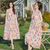 Elegant Plus Size Floral Cotton-Silk Sleeveless Summer Dress