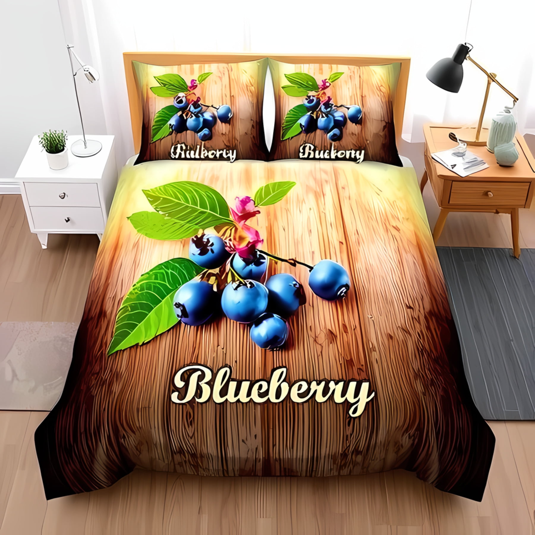 

Bluebery Soft with Soft Fabric Duvet Cover Set Rustic Woden Design featuring Elegant Scripted Acent Cozy Beding for Inviting Bedrom Ambiance Warm 120*200cm Single
