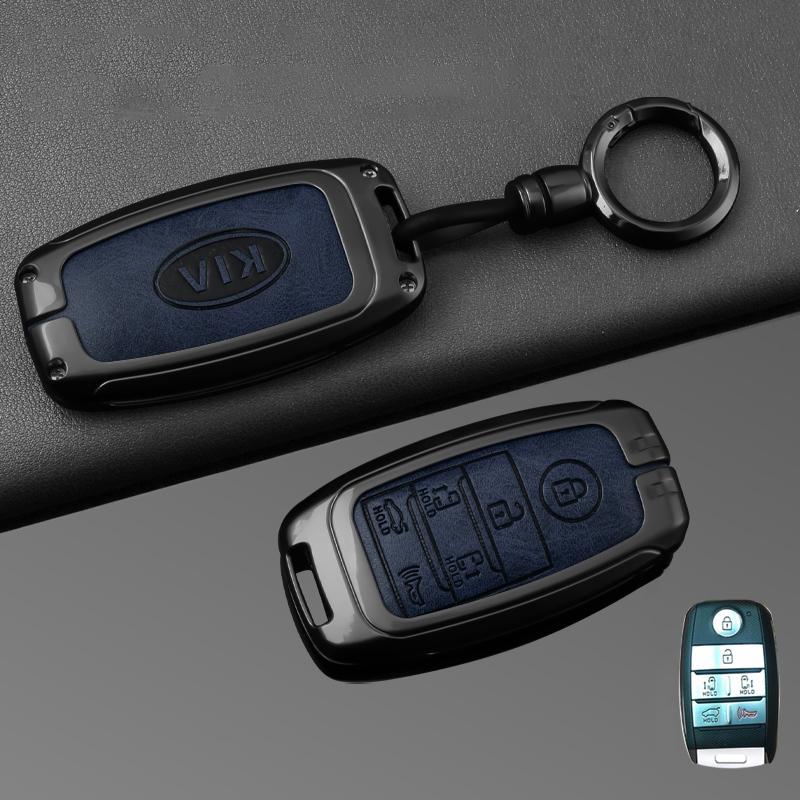2026 Hot Car Sticker Zinc Alloy Leather Car Remote Key Case Cover Holder Shell For KIA Sedona Grand Carnival Sorento Protector K