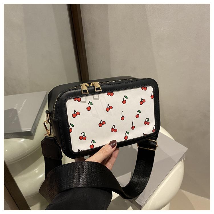 Cherry Printing Texture Fashion Handbag Bag Women's Silk Scarf New Trendy Niche Messenger Bag Foreign Style Literary Square Bag