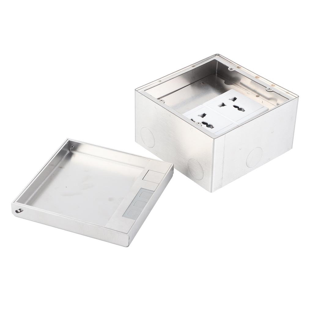 Embedded Socket Box Stainless Steel Dual Outlets Universal Desktop Floor Power Socket AC250V 4000W