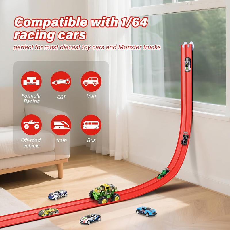 13Ft Flexible Track Toy & Mini Car DIY Competitive Rail Vehicle Game Educational Gift for Children Christmas
