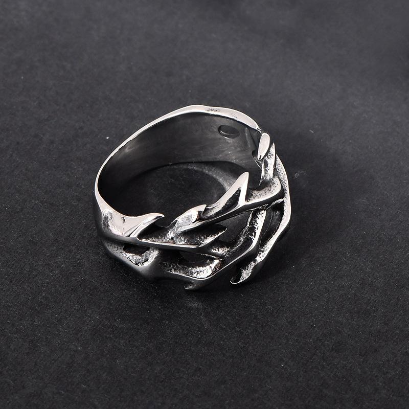 Trendy Charm Hollow Crown of Thorns Ring 316L Stainless Steel Simple Unisex Punk Rock Charm Jewelry Gift