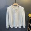 Herr Retro Anti-Pilling Henley-krage Ulltröja - Avslappnad Vinterstickad Baslager
