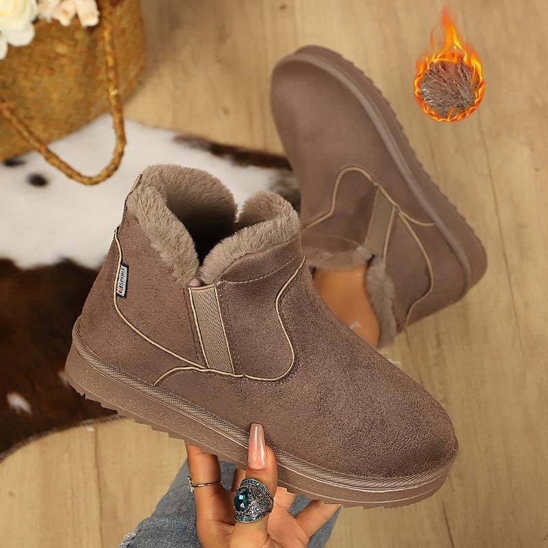 Large size snow boots women's winter new piled thickened warm flat bottom shallow mouth wool cotton boots cotton shoes wholesale