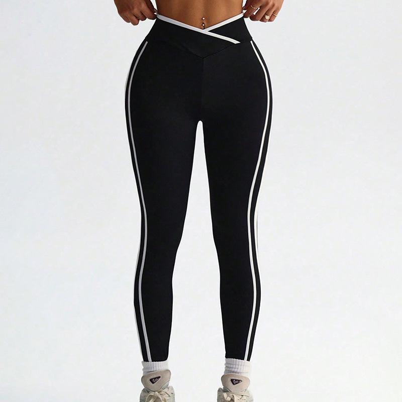 Color-Block High-Waist Yoga Pants, Nude Feel Butt-Lifting Fitness  Running Leggings for Women Large