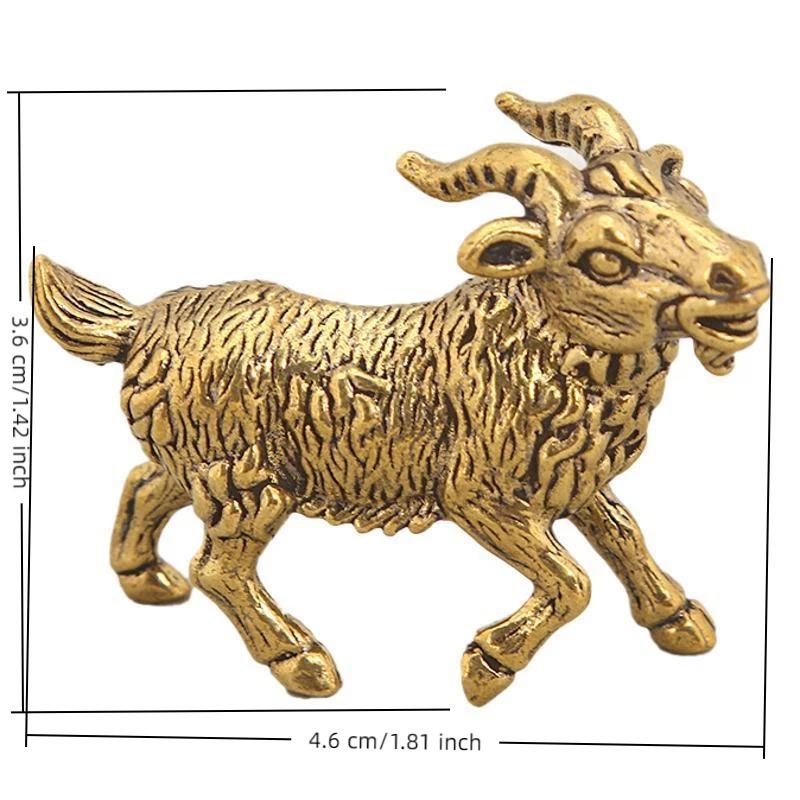 Vintage Miniatures Figurines Bronze Goat Desktop Ornament Brass Copper Sheep Craft Tea Pet Decoration M832 Home Decor Figurine