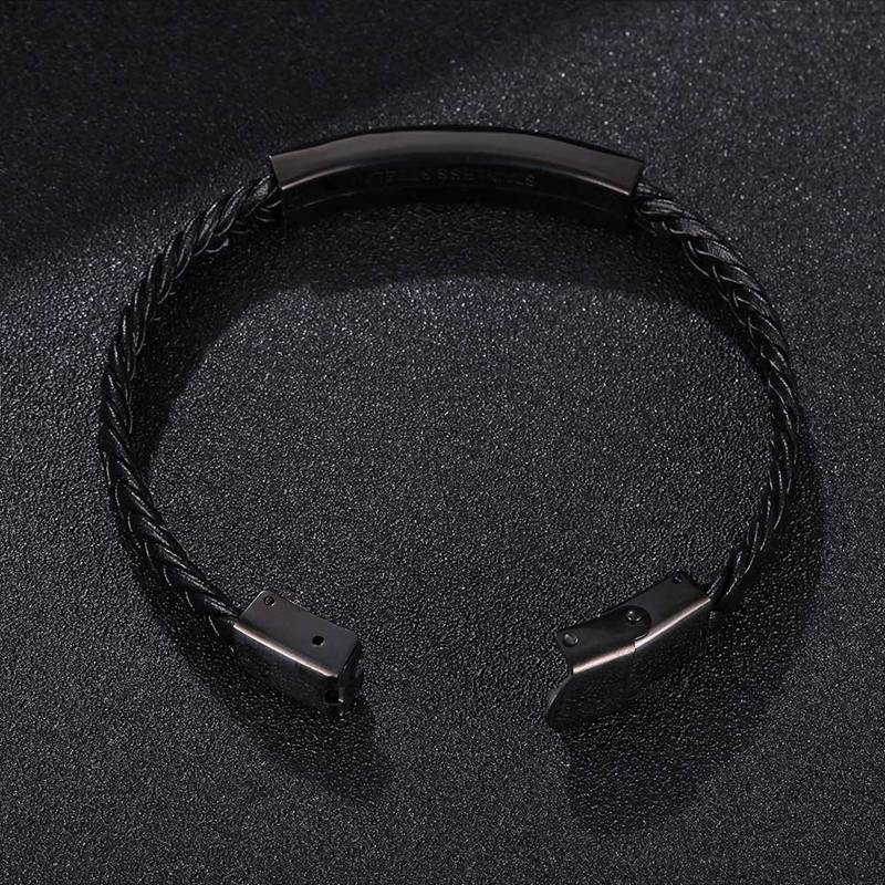 Men Jewelry Black Braided Leather Bracelet Buckle Clasp Fashion Libra Jewelry Bangles Gift