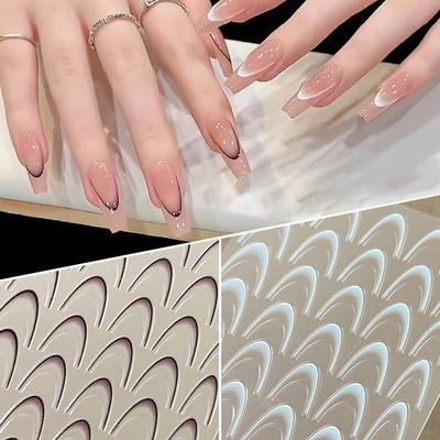 Gradient French Line Nail Stickers Decals 3D French Tips Manicure Nail Art Gel Sliders Decorations Accessories