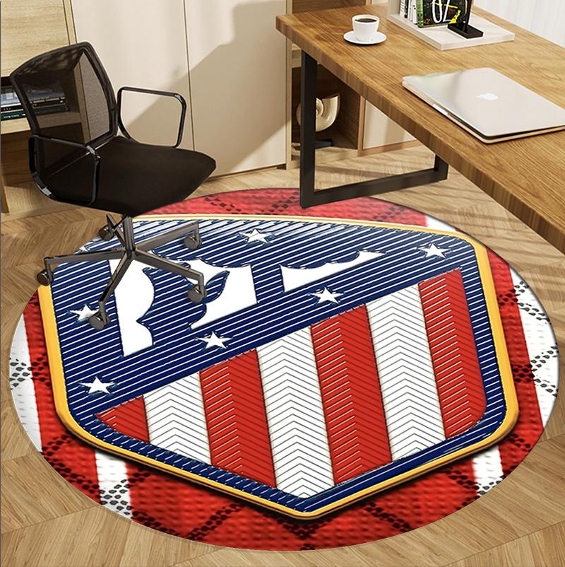 Atletico Madrid Pattern Round Rug, Indoor/Outdoor Mat, for Picnic, Gameroom, Bedroom, Office, Living Room, Home Decor Carpet, Birthday Gift