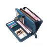 Ladies Purse, RFID Blocking PU Leather Wallet for Women Leaf Pendant Zipper Coin Long Purse with Multiple Card Slots and Roomy Compartment -2