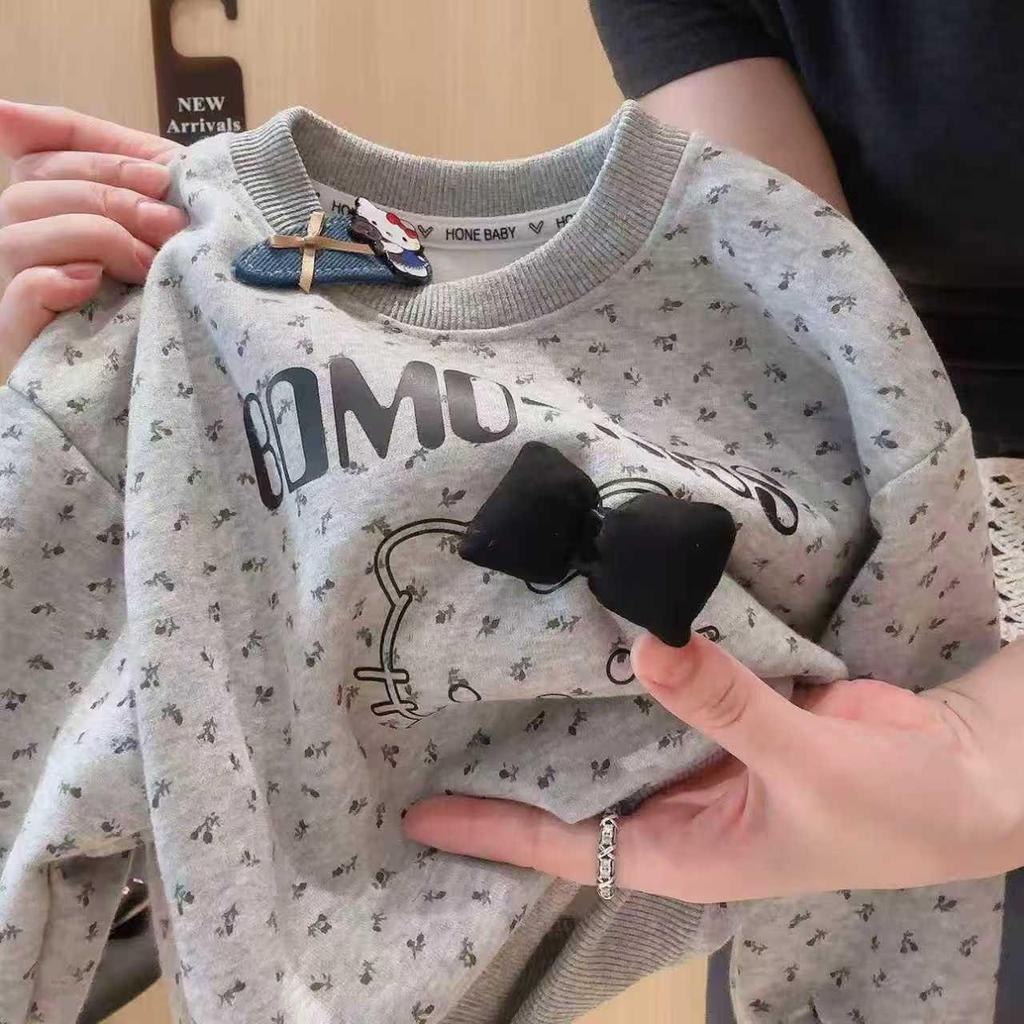 Girls' Cute Cartoon Hoodie & Pants Set - Spring/Autumn Sportswear Two-Piece Outfit