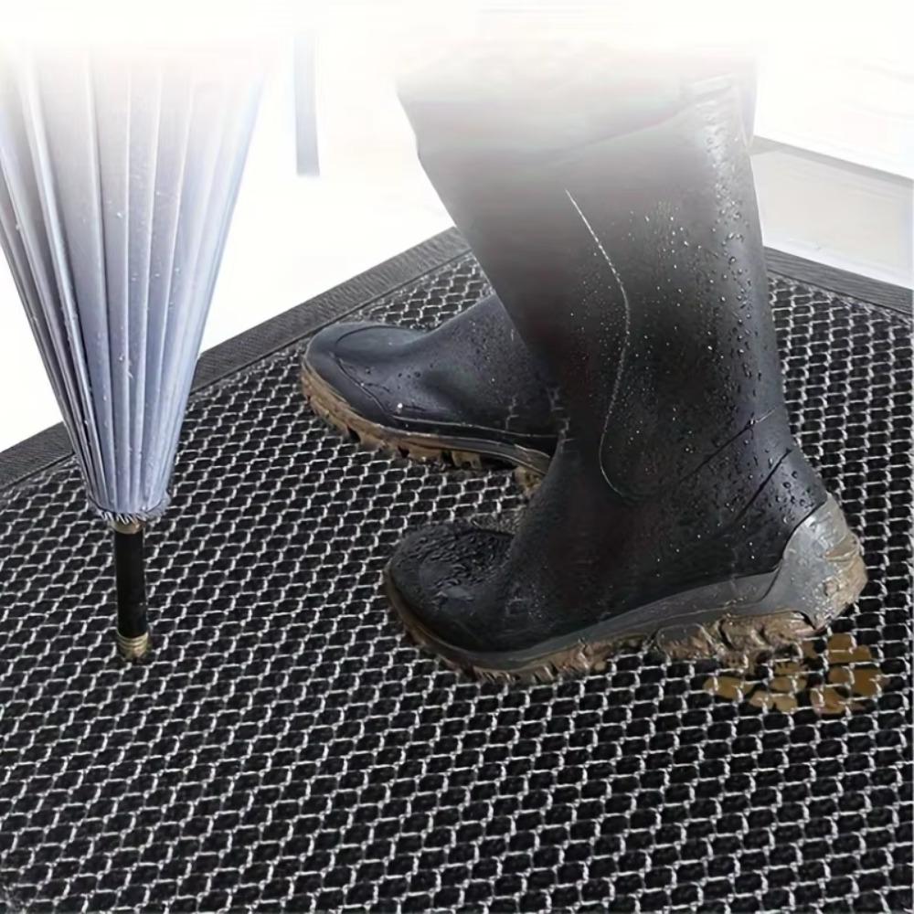 Dørmatte i PVC-gummi Håndvaskbar Sklisikker Vanntett Mesh Entrématte Lett å Rengjøre Innendørs og Utendørs Bruk Hjemmedekorasjon