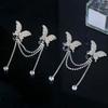 1 Pair Luxury Silver Tassel Ear Clip Long Shiny Temperament Eardrops  Bride