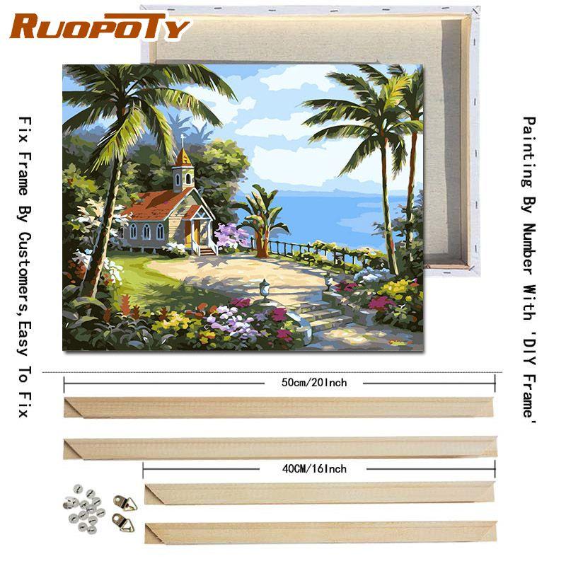 

Ruopoty Приморский пейзаж DIY картина по номерам пейзаж акриловая раскраска по номерам наборы для домашнего настенного искусства 40x50 см с рамкой «сделай сам»