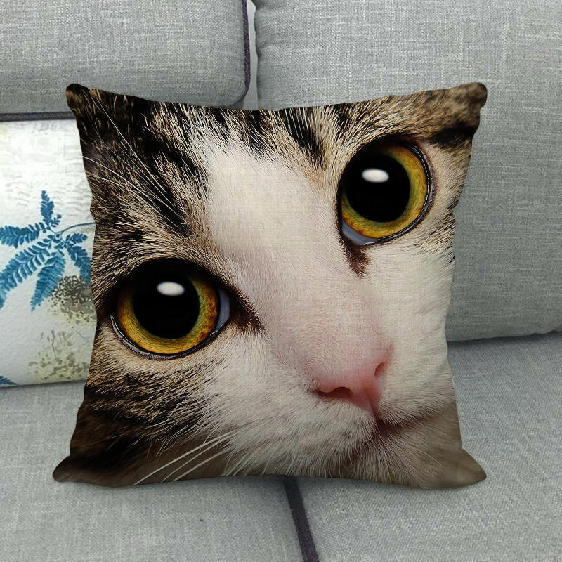 Fashionable cats and cute pet animals Digital printing short plush pillow covers for car sofa office cushion cover home goods