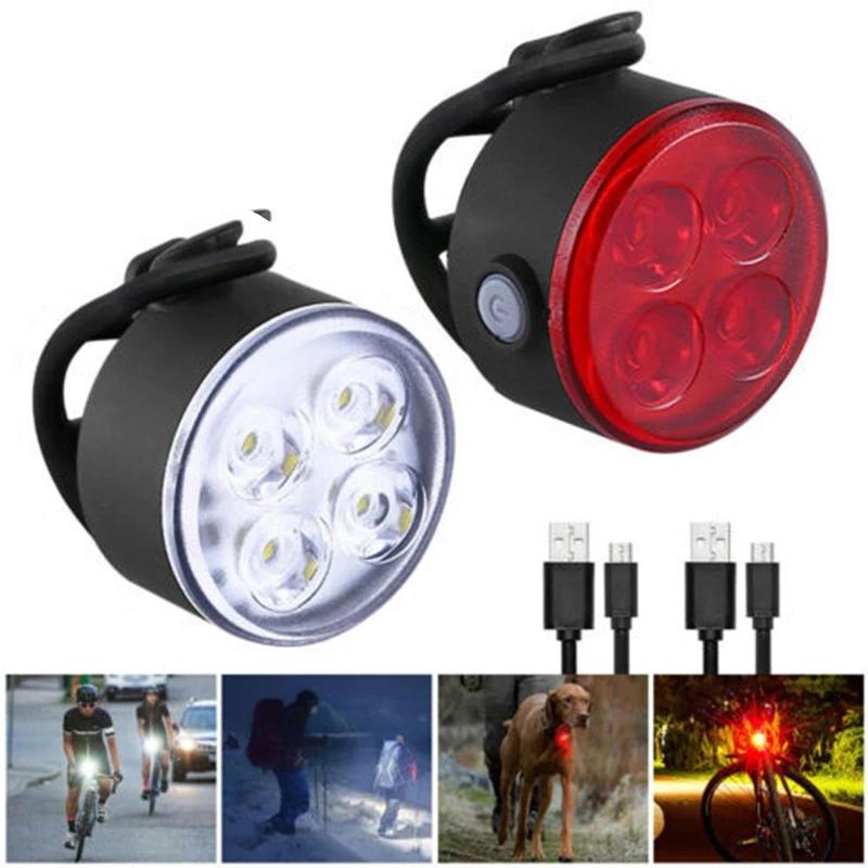 BUCKLOS Bicycle Lights Front And Rear Bike Lamp LED USB Rechargeable Flashlight for Bicycle Bicycle Lighting Light Set Lantern
