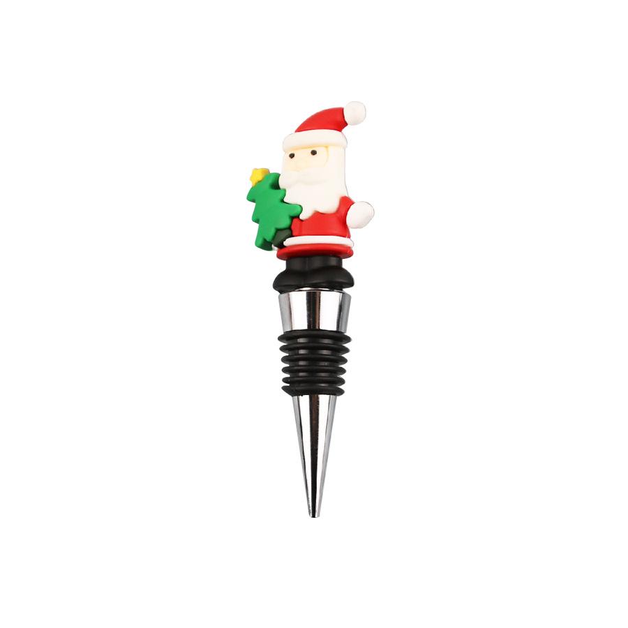 PVC Christmas Wine Stoppers - Green Christmas Tree, Snowman, Candy Cane, Reindeer, Santa Claus, Wreath for Glass Bottles