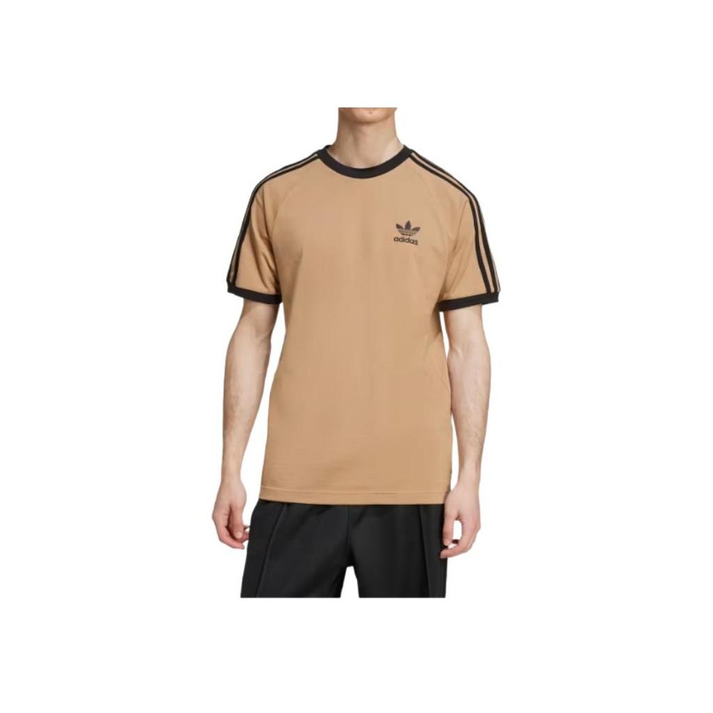 Adidas Originals Three Stripes Slim Fit Crew Neck T-Shirt Men Tops Light-Brown JY1370