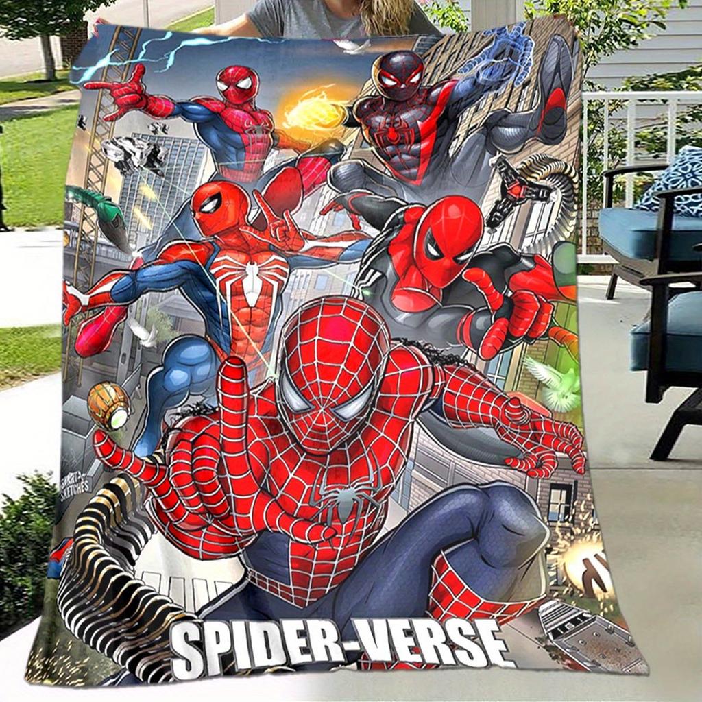 1pc Spider-Man Printing Cartoon Blanket - Soft, Warm, and Lightweight for Living Room Home Decor, Sofa, Travel, and Four Seasons Use
