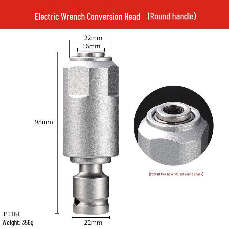 Universal Electric Wrench To Rotary Hammer Converter with Square and Round Handles, Two-Groove Drill Bit Adapter