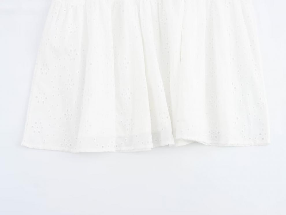 Summer European & American Style Women's Hollow Embroidery Midi Dress