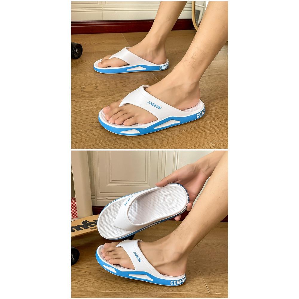 Fashion Men's Flip Flops, Summer Thick Sole Soft Non-Slip Deodorant Wear-resistant Slippers for Outdoor Bathroom Home
