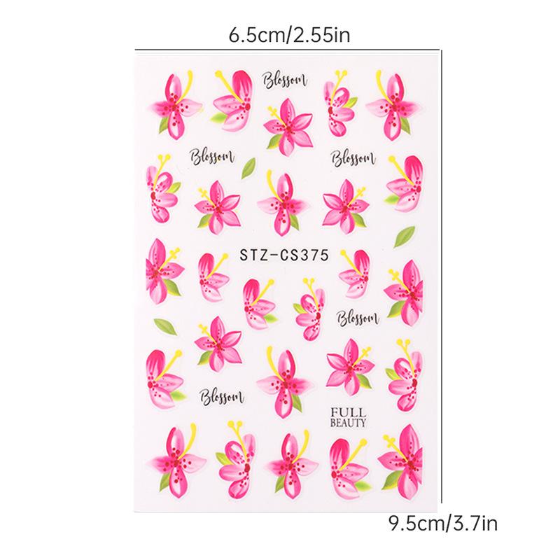 3D Nail Stickers Flower Plants Nail Art Decals Floral Leaf Spring Sliders Manicure Decor