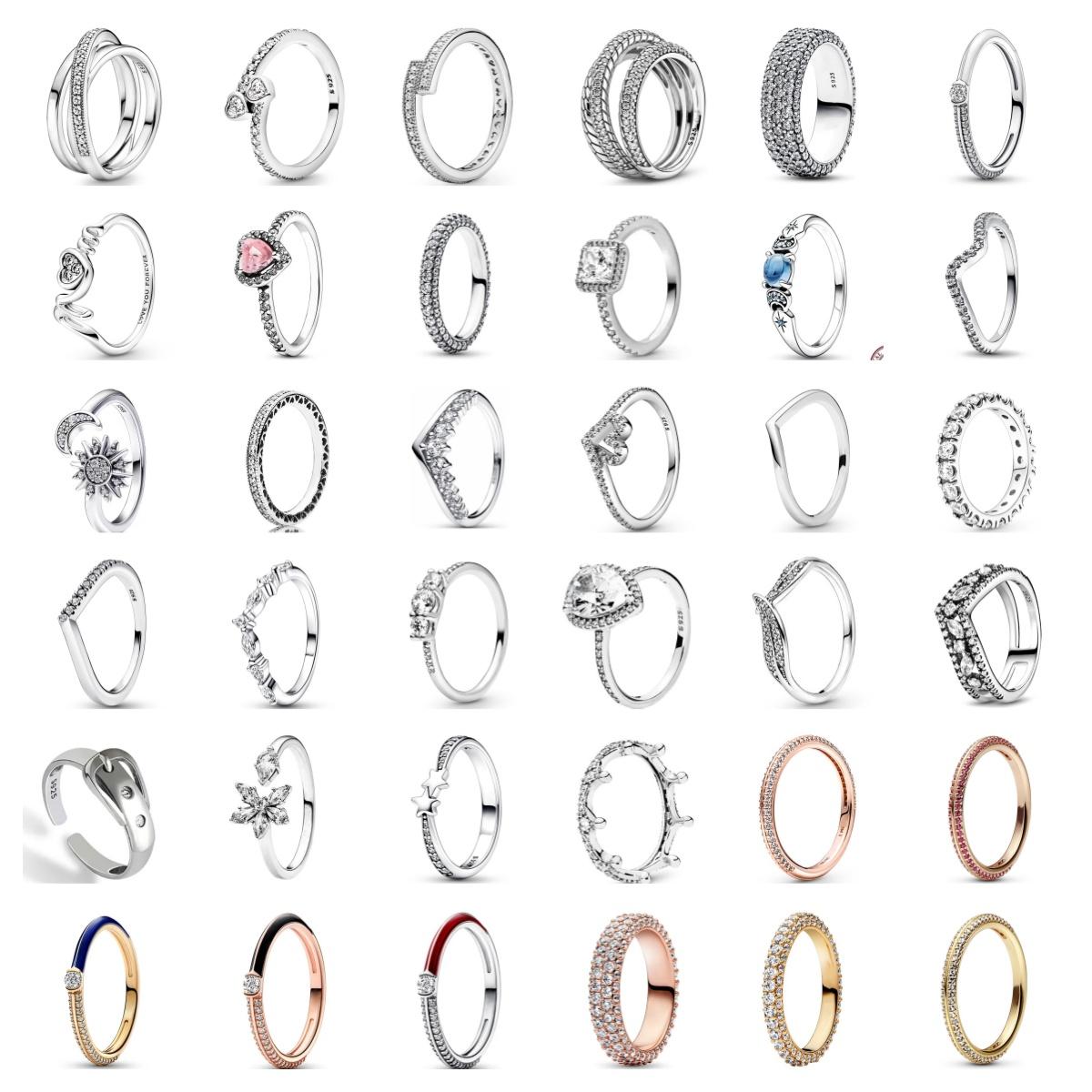 

Оригинальные женские кольца на палец из стерлингового серебра S925, серебряные кольца с сердцем любви, ромбовидным цирконием, каменным цветком, роскошные ювелирные изделия