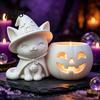 Ghost Face Tealight Cup Halloween Black Cat Pumpkin Candlestick, 3D Printed Witch Candle Holder with Cup, Spooky Tabletop Decor for Party Creative