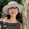 French small fragrant style elegant flat top top hat women's summer hollow breathable flat brim sun protection seaside straw hat tide