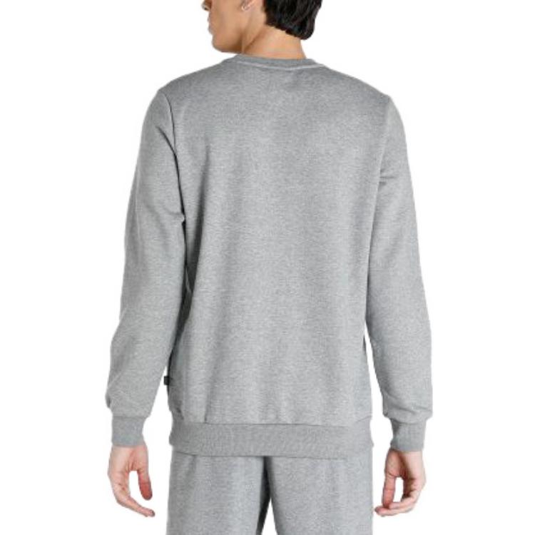 Puma Sweatshirt Ajusté Col Rond Imprimé Lettres Brodé Homme Essentials Gris 847460-03