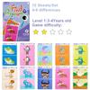 Find the Difference Game Concentration Training Set 10 Sheets/Set, Reusable Reverse Answer, Interactive Observation Skills Toys
