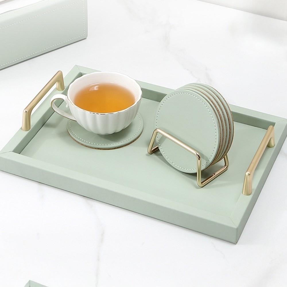 Tabletop Protection Drink Cup Mat Waterproof Coffee Mug Cushions PU Leather Cork Coaster  Drinkware