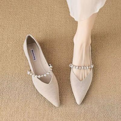 Modeschuhe für Damen Spitzzehen Abendschuhe Perle Damen Ballerinas Stilvoll Elegant und Modisch mit Neuheiten Niedriger Preis Social Chic A