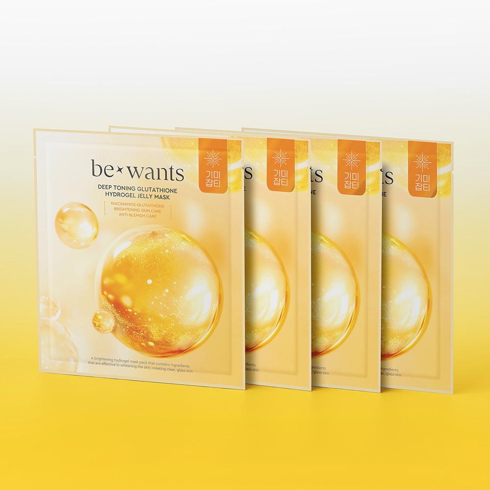 B Wonts [moisture Soothing   Whitening Blemishes] B Wants Hydrogel Jelly Mask Pack 4 Sheets 2 Types  Cica Collagen Deep Toning Glutathione 