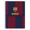 Hardcover Notebook F.C. Barcelona - Safta - 80 Sheets - 15.5x22 Cm - Blue/Burgundy - 4x4 Mm Grid - Metal Spiral