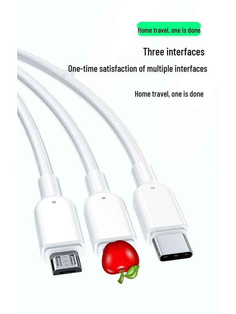 3-in-1 Multi-Function Fast Charging USB Cable for Apple, Android, and Type-C Devices