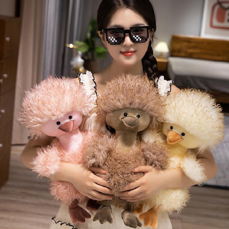 Curly Plush Toy Hair Yellow Duck Stress Reducing Doll Short Plush Pp Cotton Gift