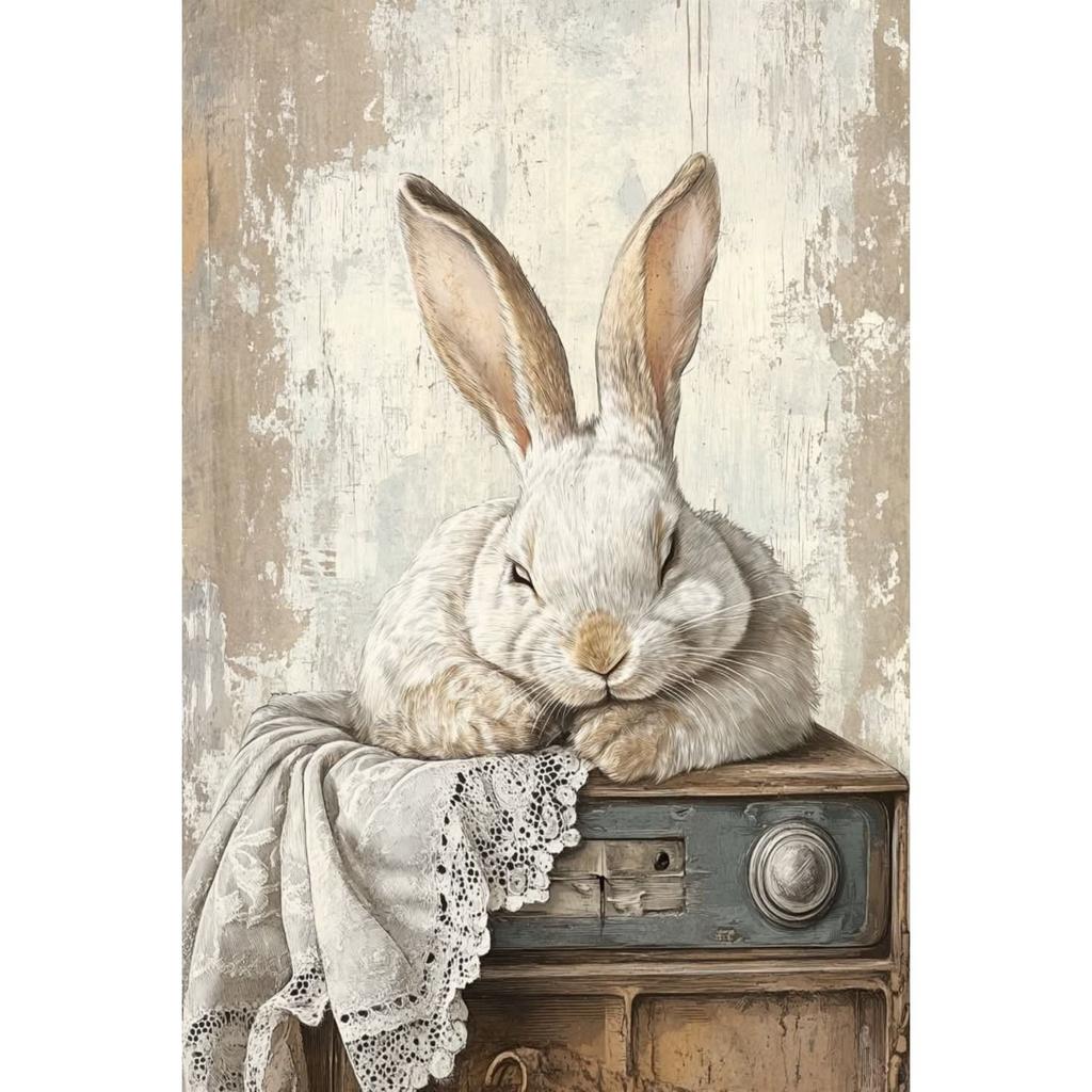 Retro Metal Wall Sign, Easter Bunny with Eggs, Vintage Tin Plate Home Decor