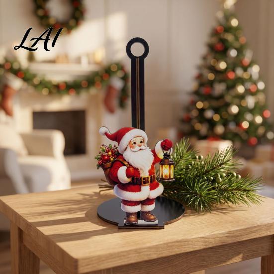Wooden Kitchen Roll Dispenser Christmas Paper Towel Holder Decorative Vertical Dispenser Festive Countertop Stand Stable Weighted Base Organizer for