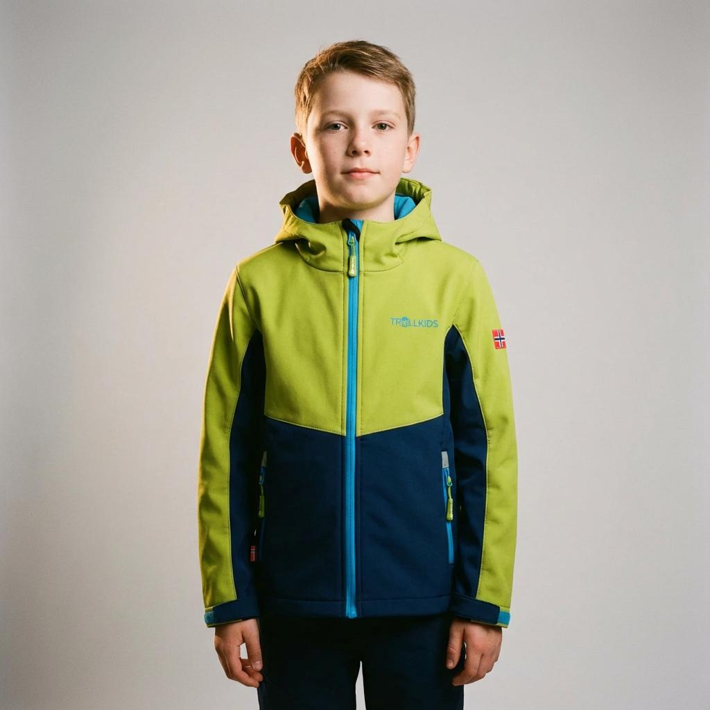 Kurtka softshellowa dziecięca Trollkids Kids Kristiansand Jacket żółta/granatowa (320-345)