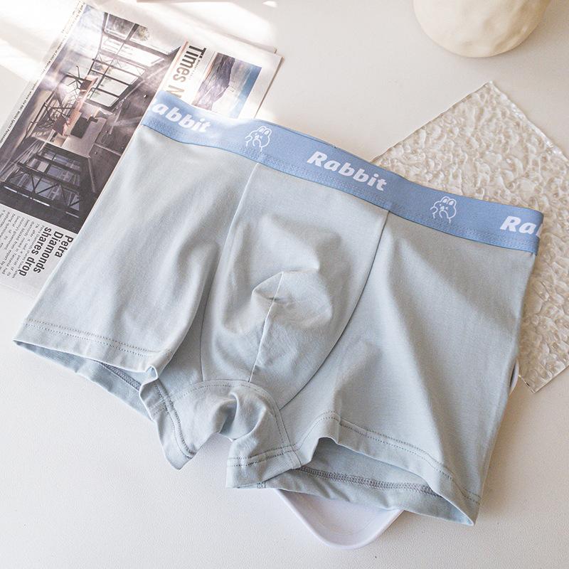 Men's Spring and Summer New Print Cartoon Rabbit Cotton Breathable Mid Waist Flat Angle Briefs