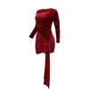 Christmas Sexy Dress Party Long Sleeve Irregular Hip Dress for Women