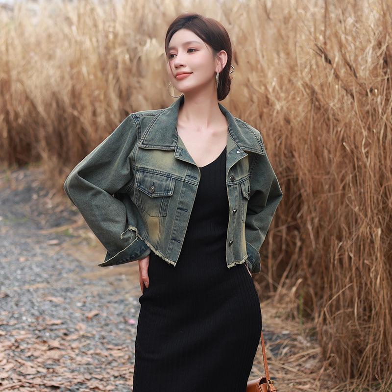 Versatile Women's Soft Frayed Denim Jacket - Retro Style in Three Shades