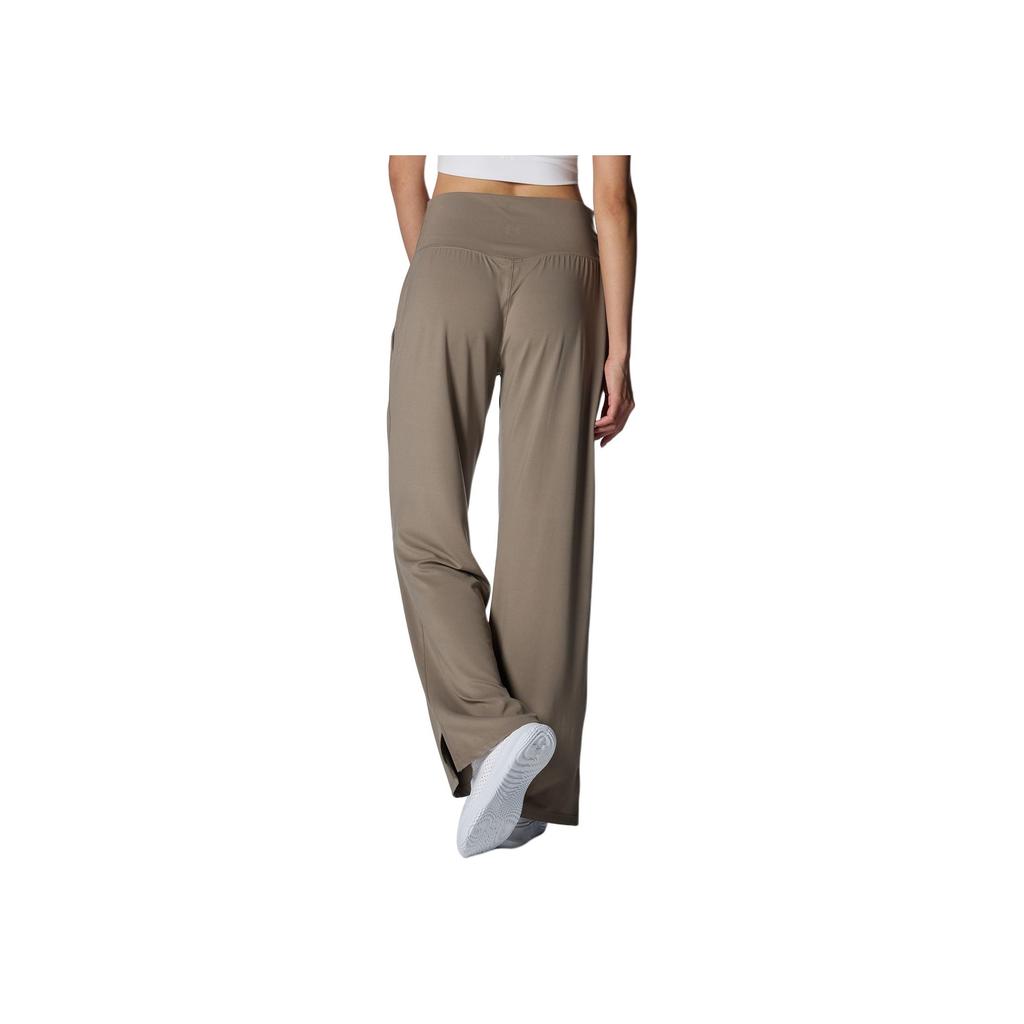 Under Armour Meridian Solid Logo Slit Design Breathable High Waist Casual Pants Women Pants Gray Brown 1383620-200