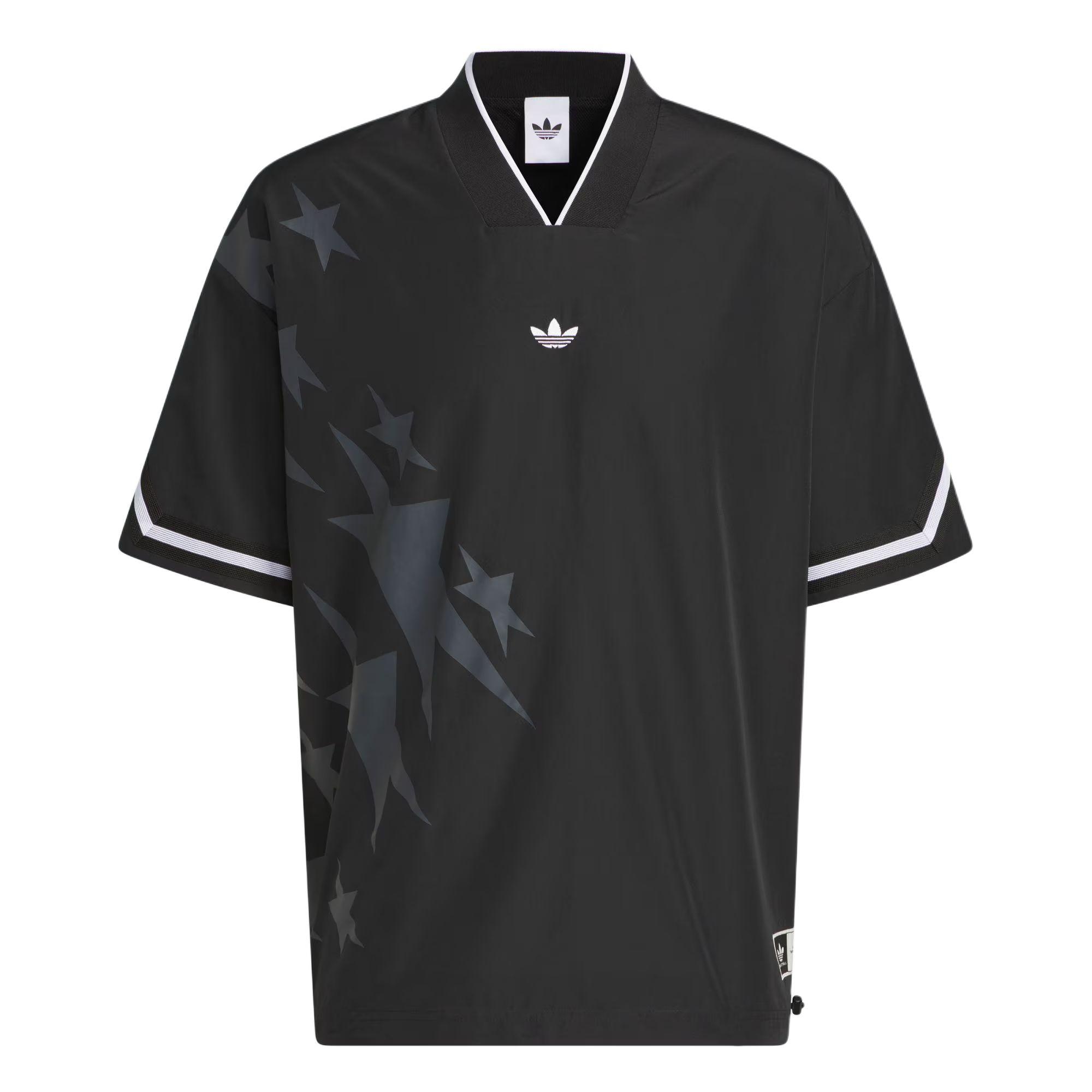 

adidas Originals Black Unisex Star Print V-Neck Short-Sleeve T-Shirt KC3569 S