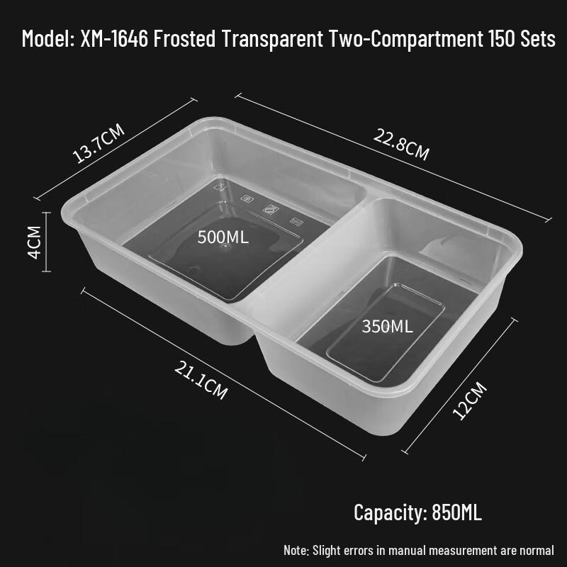 Disposable Divided Plastic Takeaway Lunch Box Set, 150 Count