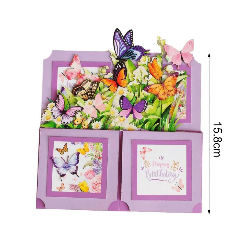 3d Birthday Card Fold-out Humorous Greeting Card Unique 3d Butterfly Bouquet Birthday Card for Family Friends Handmade Pop-up